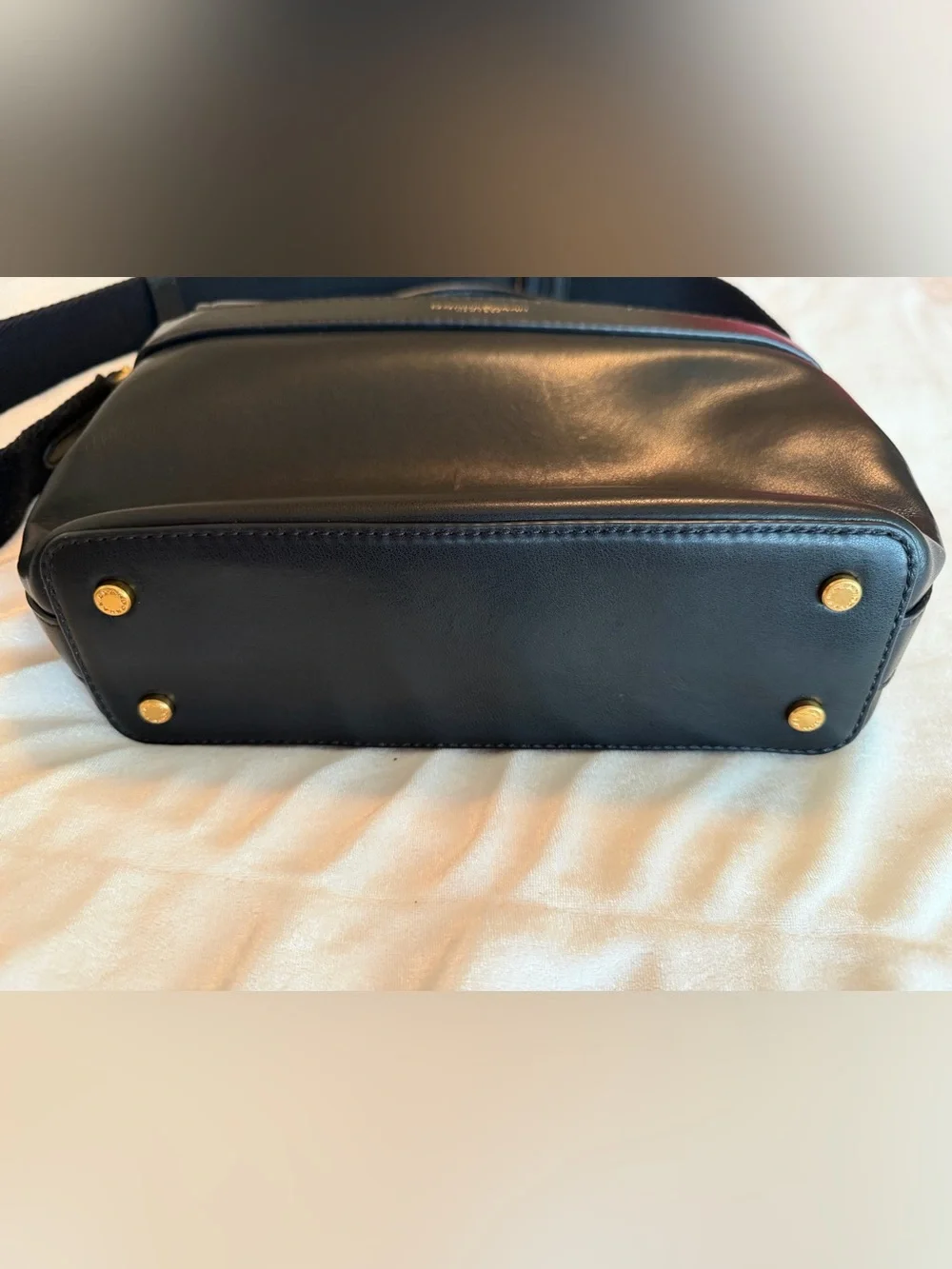 Donna Karan Black Leather Top-Handle Shoulder Bag, Gold Hardware, detachable str - Picture 4 of 11